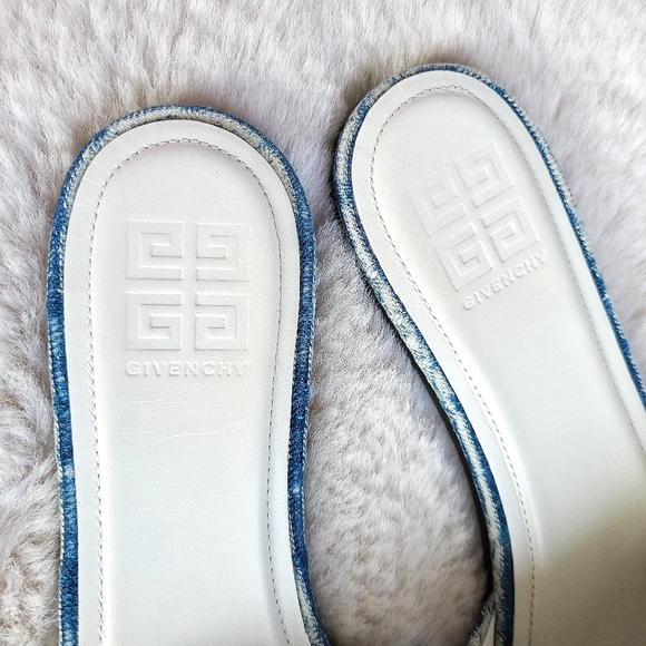 Givenchy 4G Flat Logo Slip On Vacation Denim Sandal - Picture 11 of 15